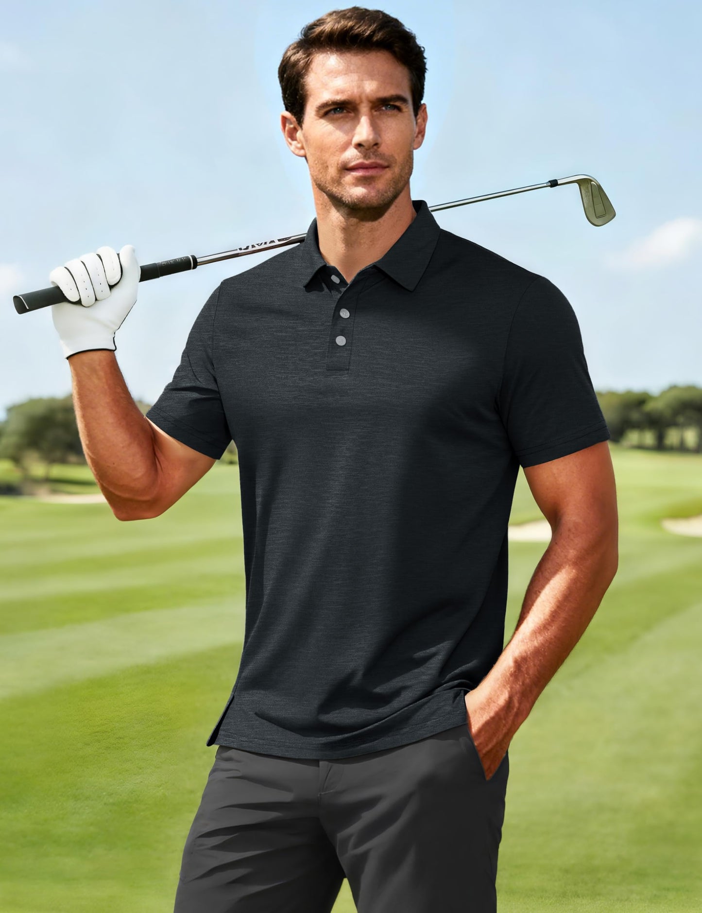 MAGCOMSEN Men's Polo Shirts Short Sleeve Quick Dry Moisture Wicking Collared Shirt Breathable Athletic Casual Golf Polos