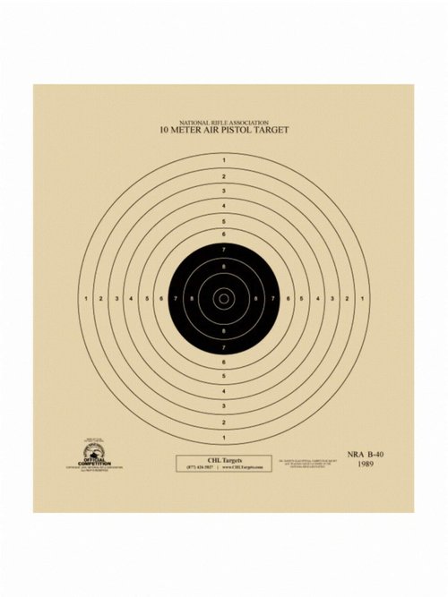 Official NRA Targets B-40/1, Air Pistol 10 Meter (33 Ft), Tag Board, 10.5" X 12" (Black, 100)