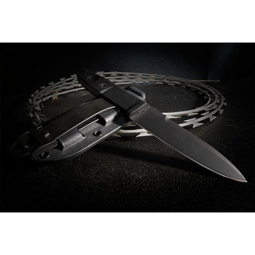 Extrema Ratio - SCOUT 2 (BLACK), Fixed Blade Knife, Böhler N690 Steel Hardened to 58 HRC, Black Oxide Finish, Full Tang, Anticorodal Aluminum Handle, Multi-Position Polymer Sheath