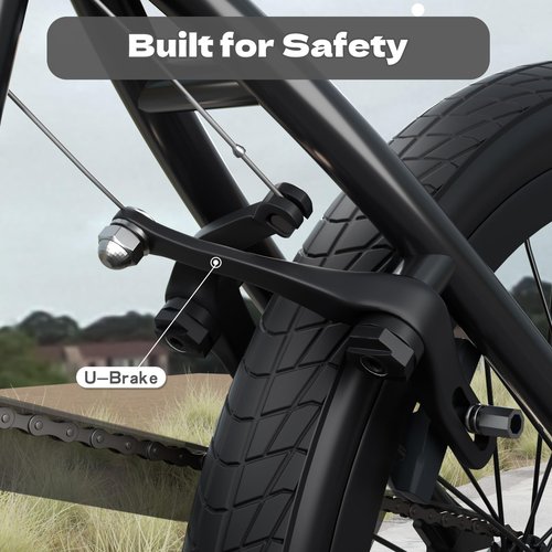 XJD Freestyle BMX Bike, 20 inch Kids Bicycles for Boys Girls Ages 8-12 Years Old and Beginner Level Rider,Durable Steel Frame,Black(No Pegs)