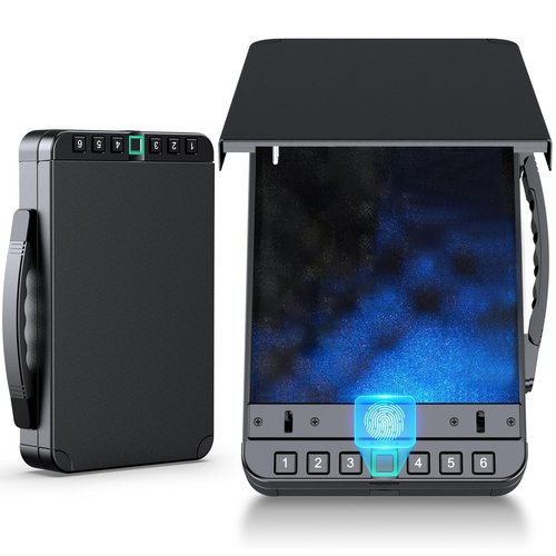 Portable Safe with Fingerprint, Keypad Lock, Key, Small Biometric Safe for Travel, Home, Car, Nightstand Beside, Drawer