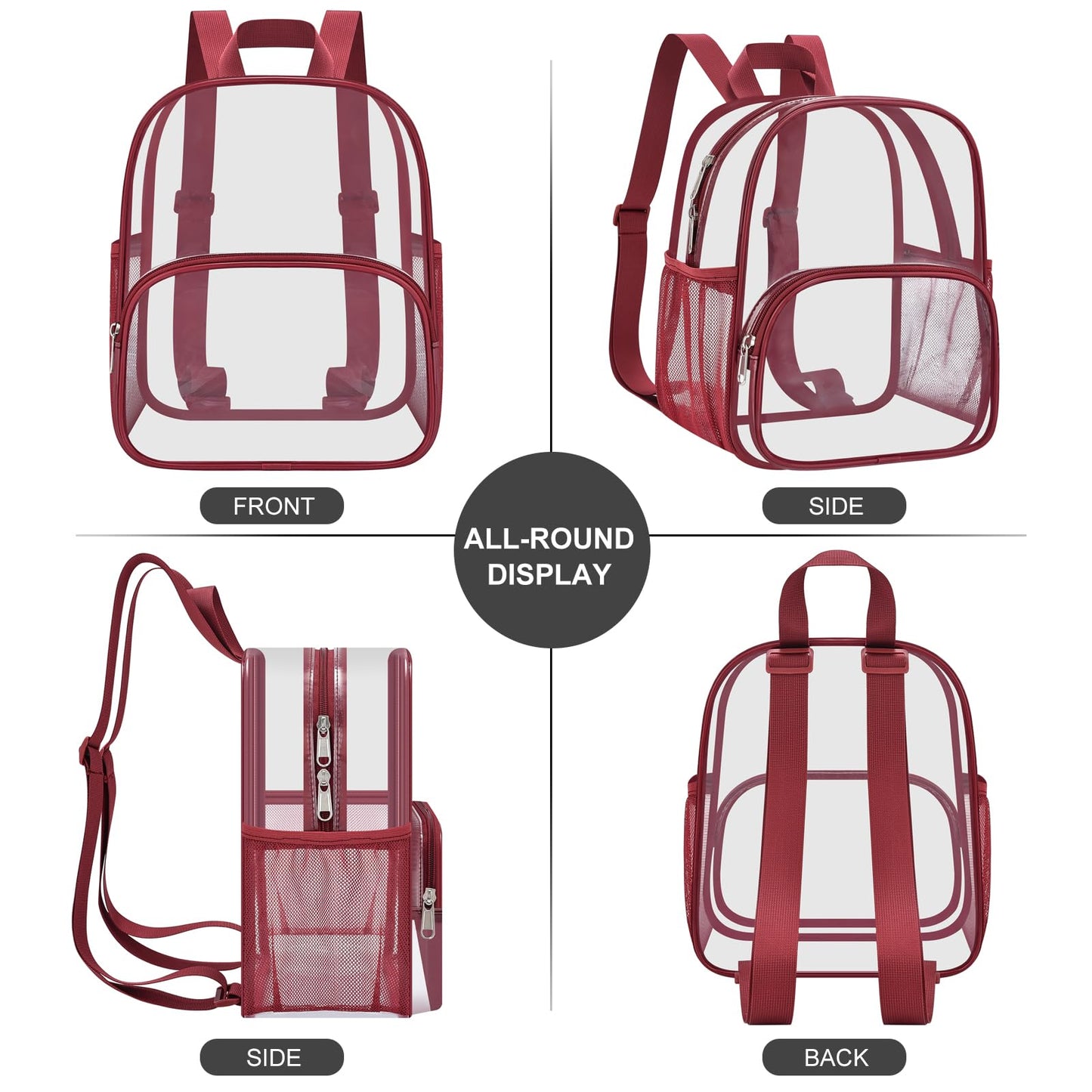 USPECLARE Clear Backpack for Stadium Events Small Clear Backpack 11.5x9.5x6 for Concert Sport Events Work Travel