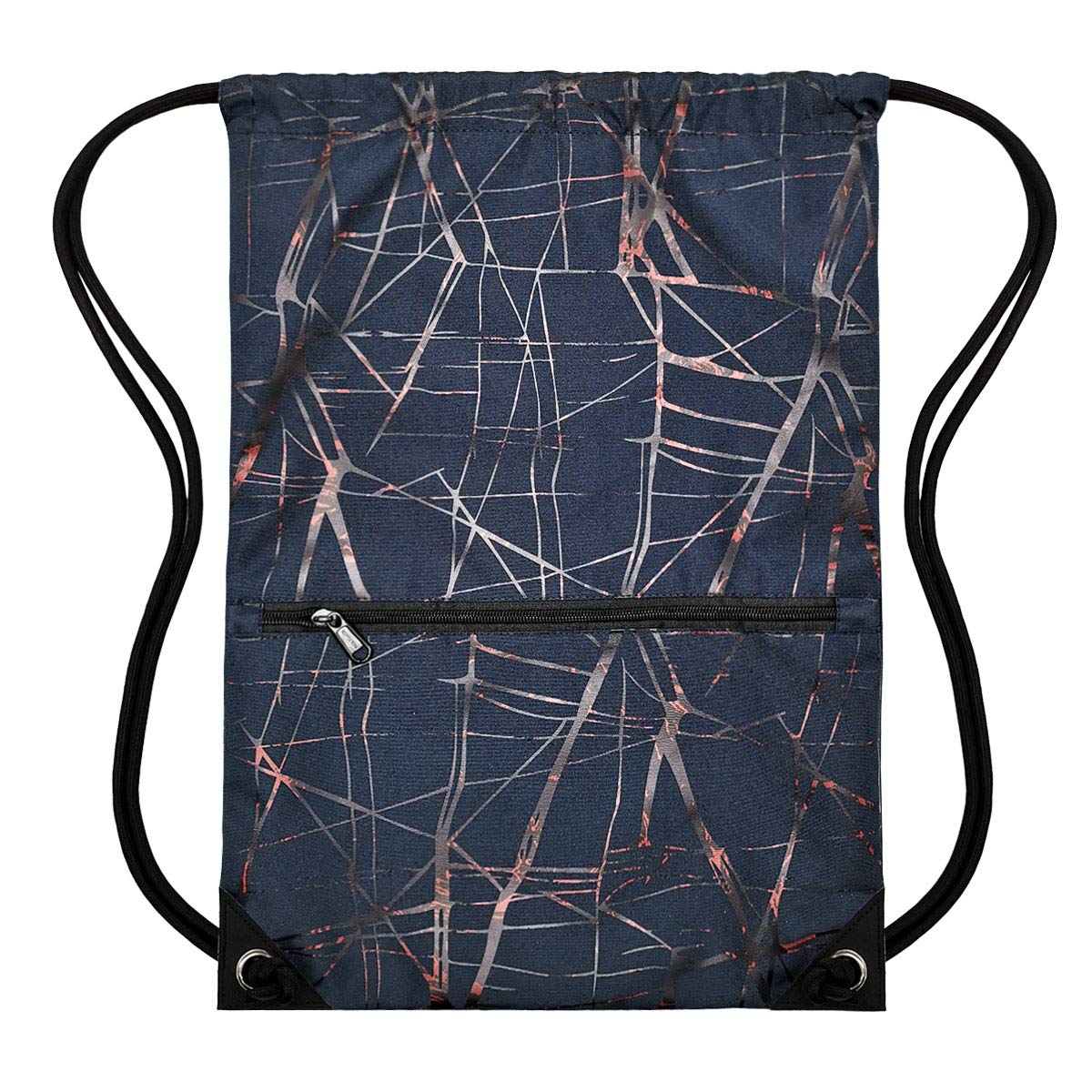 HOLYLUCK Drawstring Backpack Bag Sport Gym Sackpack (metallic-navy blue)