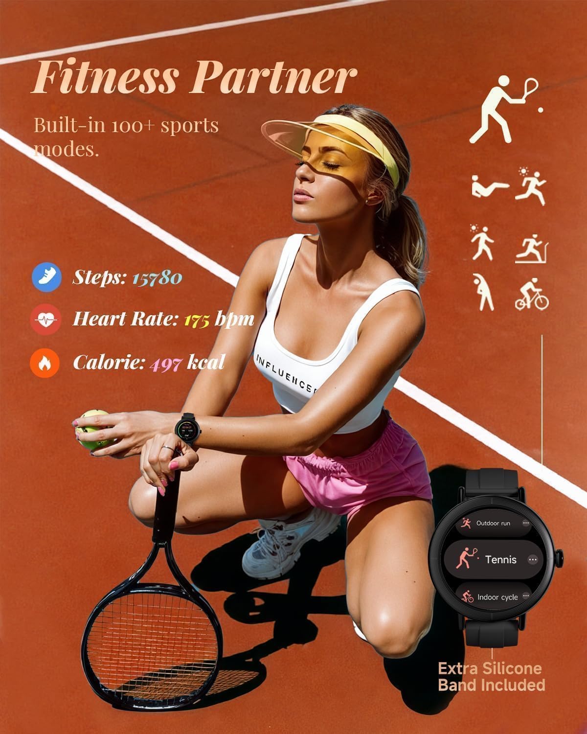 TOOBUR Smart Watch for Men Women with Two Bands, 40mm HD Smartwatch, Compatible with Android & iOS, Answer/Make Calls, Fitness Watch with Step/Sleep/HR Tracker, IP68, Stylish Gift, Black