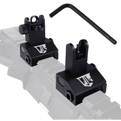 OZARK ARMAMENT Flip Up Iron Sights - BUIS Flip Up Sights Rail Mount Iron Sights - Front and Rear Flip Up Sight Set