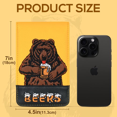 LZFAN Golf Scorecard Holder & Yardage Book Cover, Golf Accessories Yellow Beer Bear Premium Leather Yardage Book Holders Cover