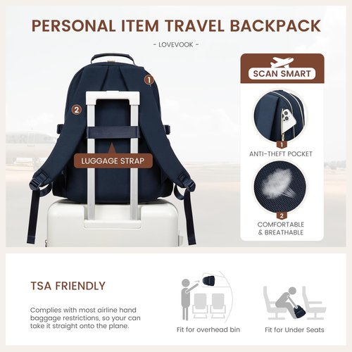 LOVEVOOK Laptop Backpack for Women with Pouch Pocket for Large Capacity Cup,17 Inch Laptop Computer Bag Travel Backpack Purse,Waterproof Work Business Backpack College Teacher Bags,Dark Blue