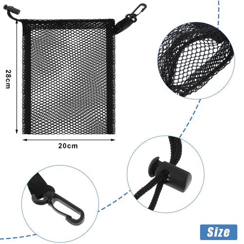 8 Pieces Black Mesh Drawstring Bags with Clips Small Nylon Storage Mesh Bags Shell Bag Dishwasher Net sack for Jewelry Beach Collecting Toys Gifts Travel Kitchen Favor(20 x 15 cm/ 7.9 x 6 Inch)