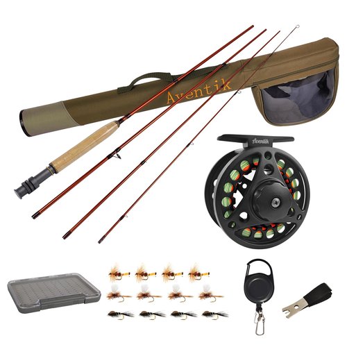 Aventik Extreme Fly Fishing Combo Kit 0/1/2/3/4/5/6 Weight Starter Fly Fishing Rod and Reel Kit Outfit with One Travel Case(9'0'' LW5/6 Fly Rod Kit)