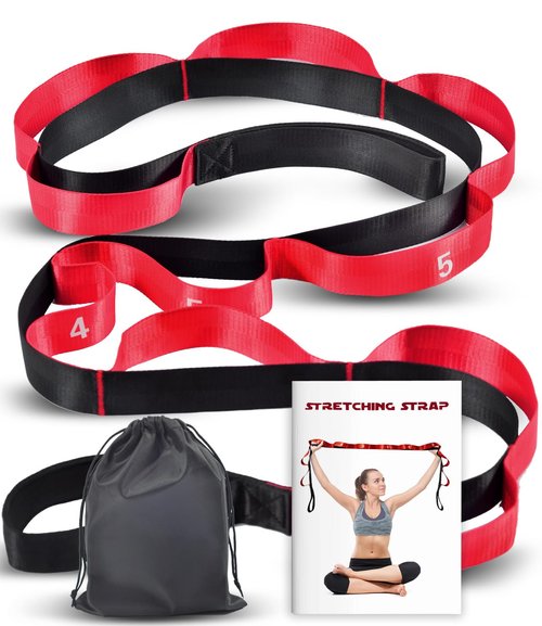 Acozycoo Stretching Strap with 10 Loops-Yoga Strap for Physical Therapy,Home Workout,Pilate & Flexibility Training,Non Elastic Exercise Stretch Band for Hamstring,Leg Stretcher Belt,Flexibility Fascia