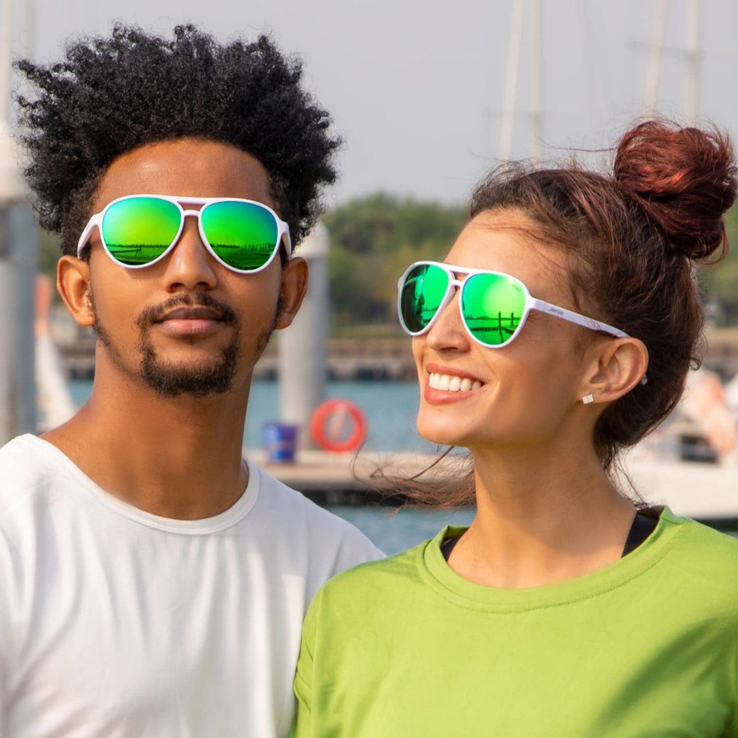 Jefoo Polarized Aviator Sunglasses for Women Men Retro Trendy Sports Sunglasses for Outdoor UV400 Protection