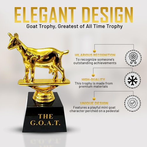 Vaulted Skulls & Co Goat Trophy | Greatest of All Time Trophy (G.O.A.T) | G.O.A.T Trophy | Sports Team Trophies | Funny Office Trophy | Gold/Black | 3"