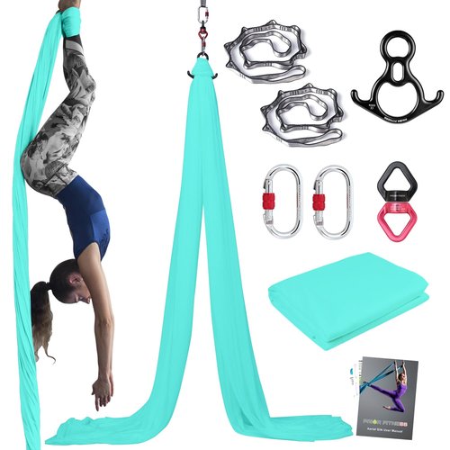 PRIOR FITNESS 9 Yards Aerial Yoga Silks Starter Kit Colorful Hammock Set with Hardware & Guide for All Levels of Aerial Yoga Practice and Acrobatic Flying for Adults