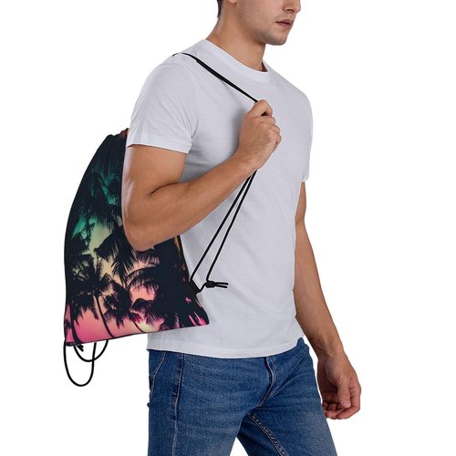 HEILIVIO Drawstring Bags Palm Tree Sky Travel Beach Sport Gym Sack String Yoga Bag