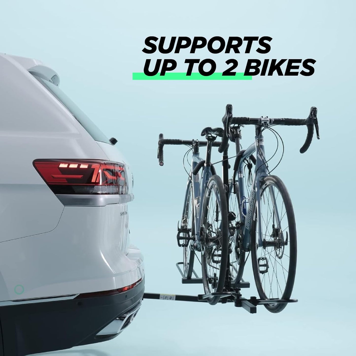 KAC E2 1.25" & 2" Hitch Mounted Rack 2-Bike Platform Style Carrier for Standard and Fat Tire Bicycles - 2 Bikes X 30 lbs (60 lbs Total) Heavy Weight Capacity - Hitch Adapter Included