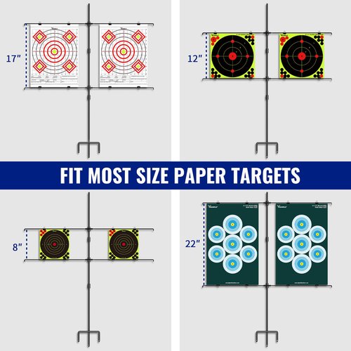 Highwild Adjustable Steel Paper Target Stand with 8 Clips