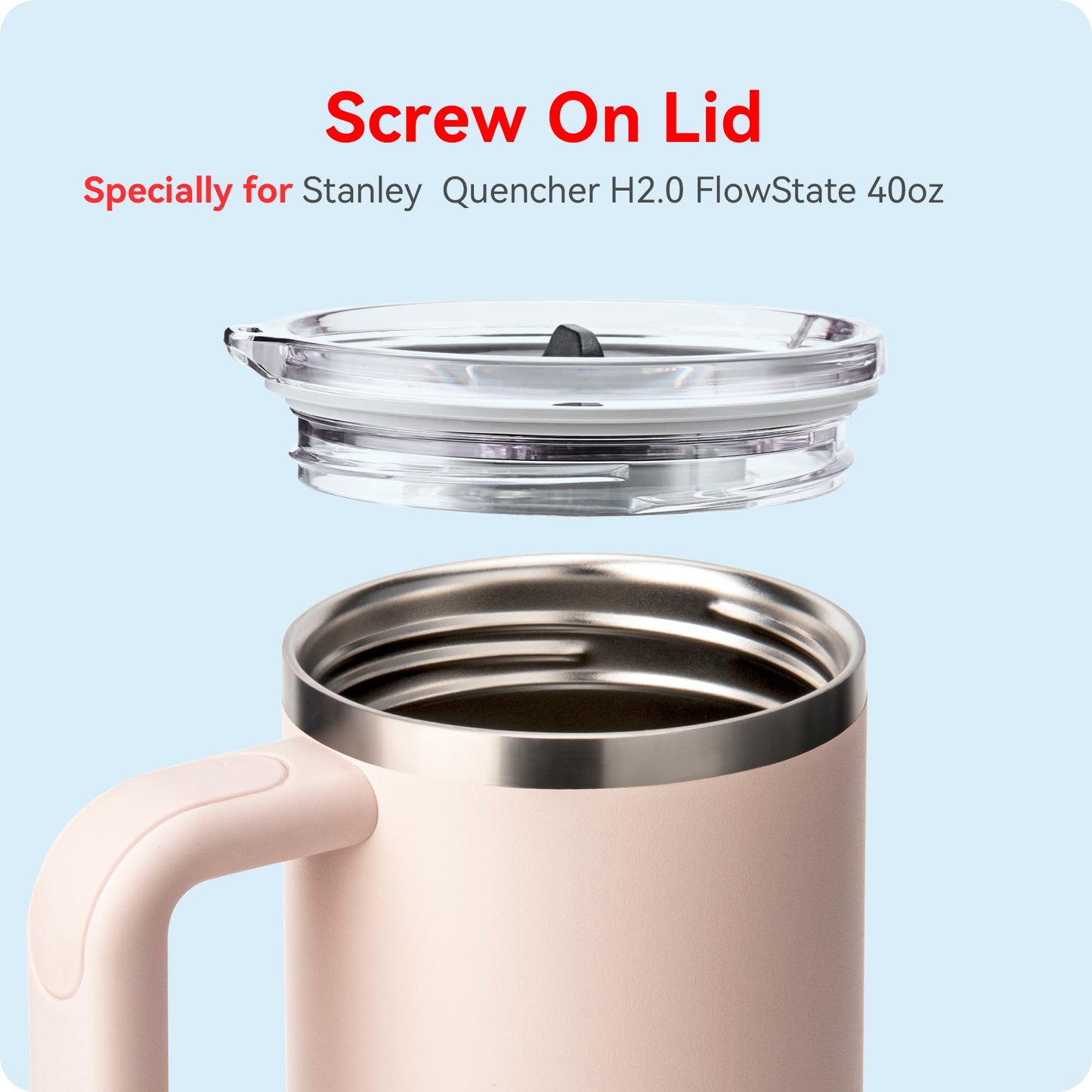 Prurex 40oz Tumbler Lid for Stanley Quencher 2.0 Cup, Replacement Lids Fit for Stanley Quencher ProTour Tumbler 40 OZ, Straw Friendly Tritan Lid Cover for Work & Everyday Use