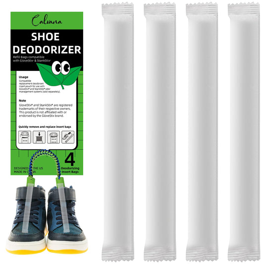 (4-Pack) Calvana Shoe Deodorizer, Refill Bags Compatible with GloveStix & StankStix, Odor Eliminator for Hockey & Lacrosse Gloves, Boxing & Soccer Gear, Gym Bags & Sports Equipment, Up to 6 Months