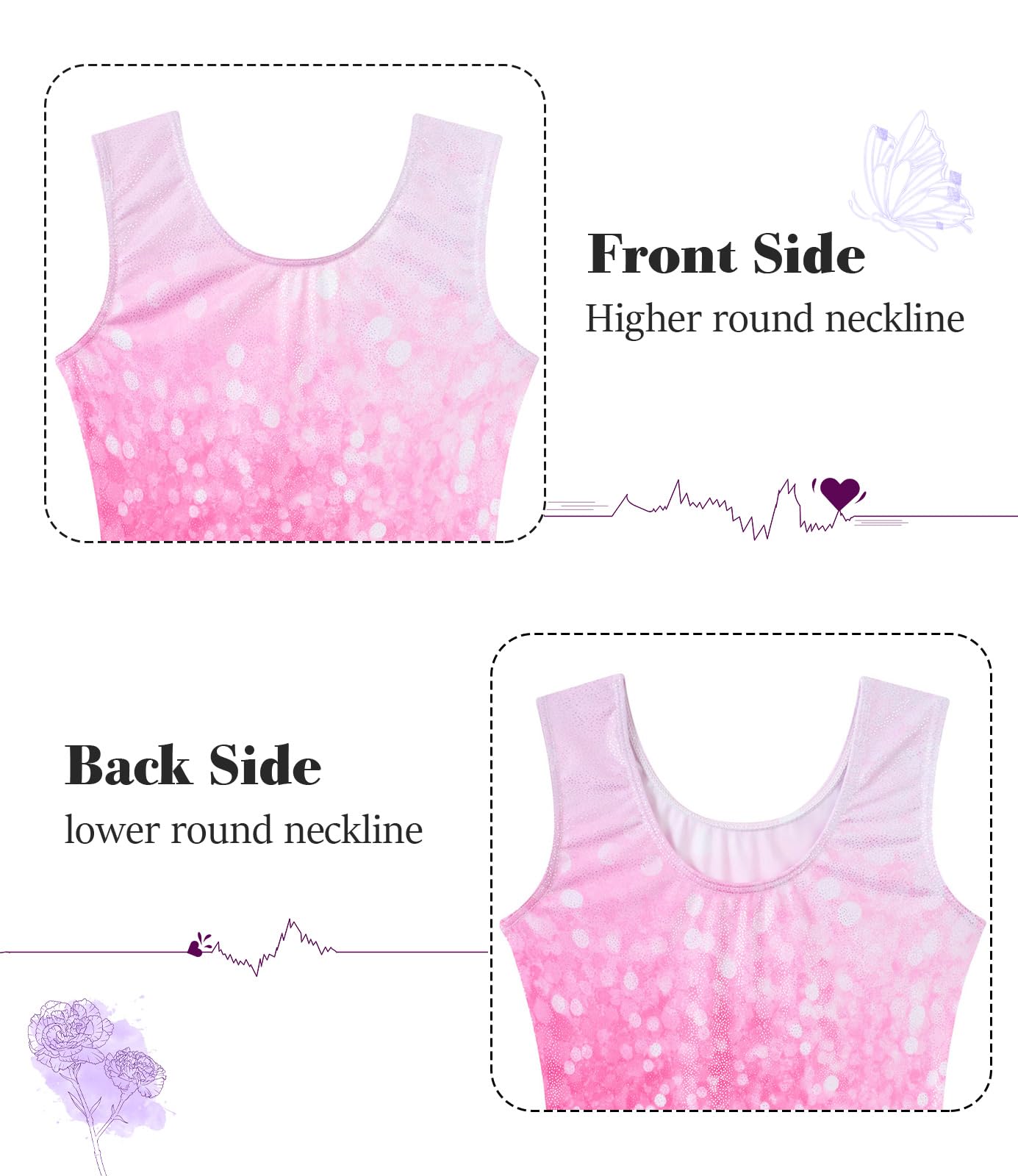Vogseek 4 5 Years Girls Gymnastics Leotards with Hair Scrunchie Pink Sparkle Dots Active Biketards with Cover Shorts Girl's Cute Classic Ballet Unitards Sets,Pink Shiny