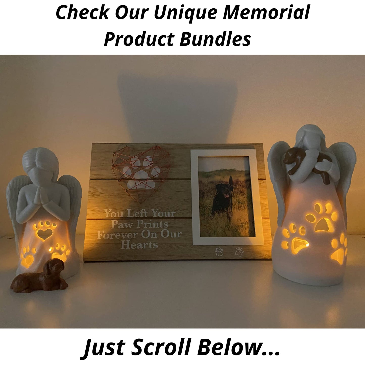 OakiWay Dog Memorial Gifts – Dog's Angel Candle Holder Statue w/Flickering Led Candle - Pet Loss Gifts, Dog Lovers Gifts for Women, Sympathy Gift Ideas for Loss of Dog, Angel Figurines Dog Decor