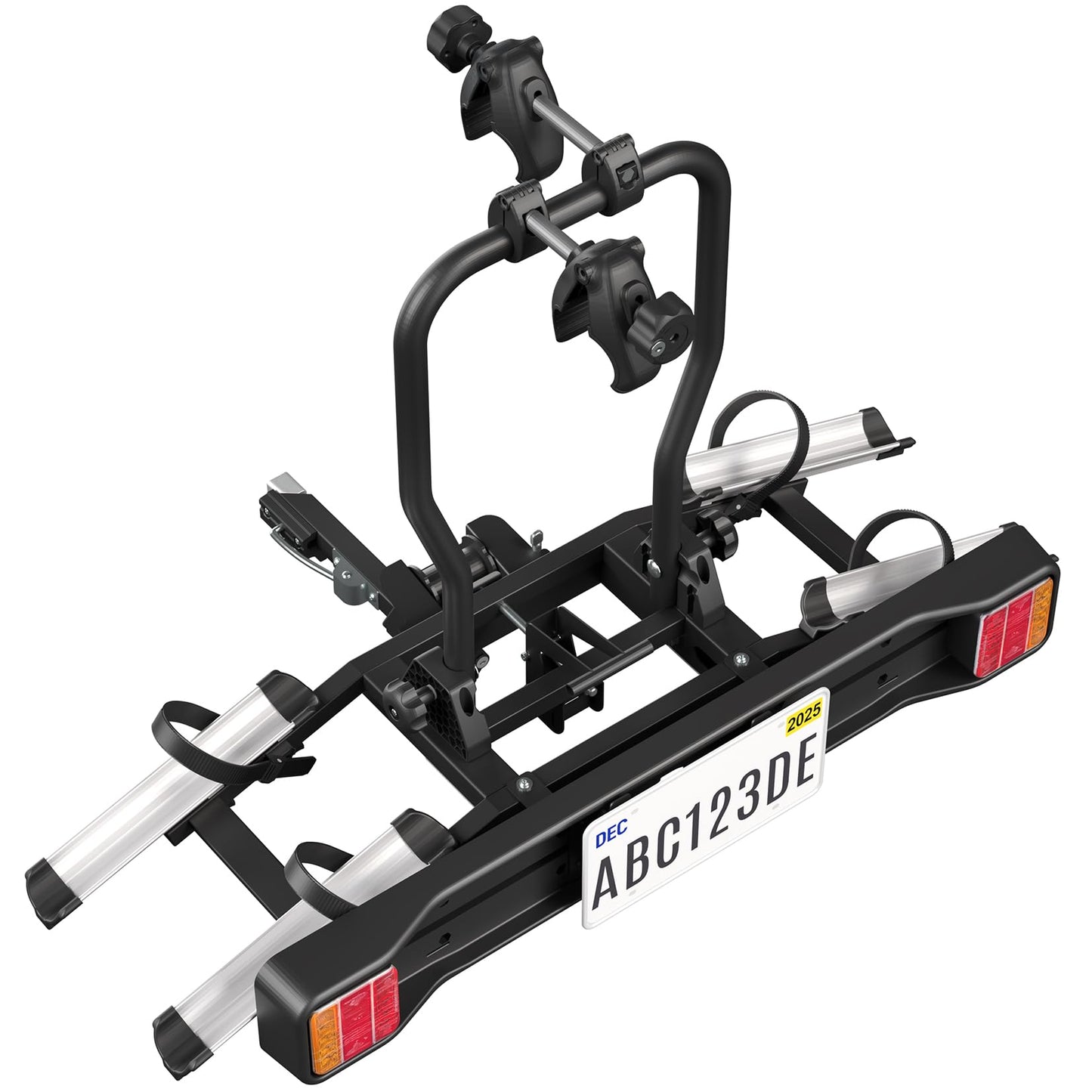 Life Finds 2-Hitch Bike Rack with Taillights and License Plate Holder, Adjustable Folding Design, Holds up to 132 lbs, LF-BR1L