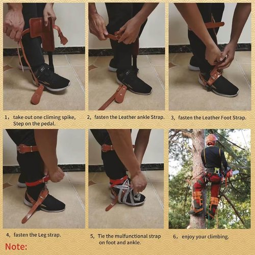 Rohseson Tree Climbing Spikes, Tree Climbing Gear with Non-Slip Pedal, Adjustable Tree Climbing Equipment for Arborist Tree Work, Tree Trimming, Hunting Spurs,