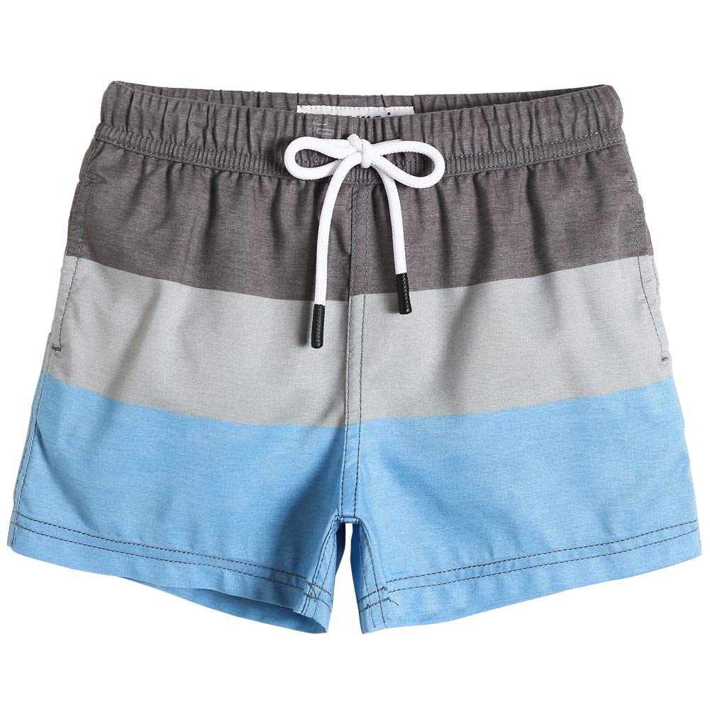 maamgic Boys Swim Trunks Toddler Swim Shorts Little Boys Bathing Suit Swimsuit Toddler Boy Swimwear,Stripe Grayblue,5 T