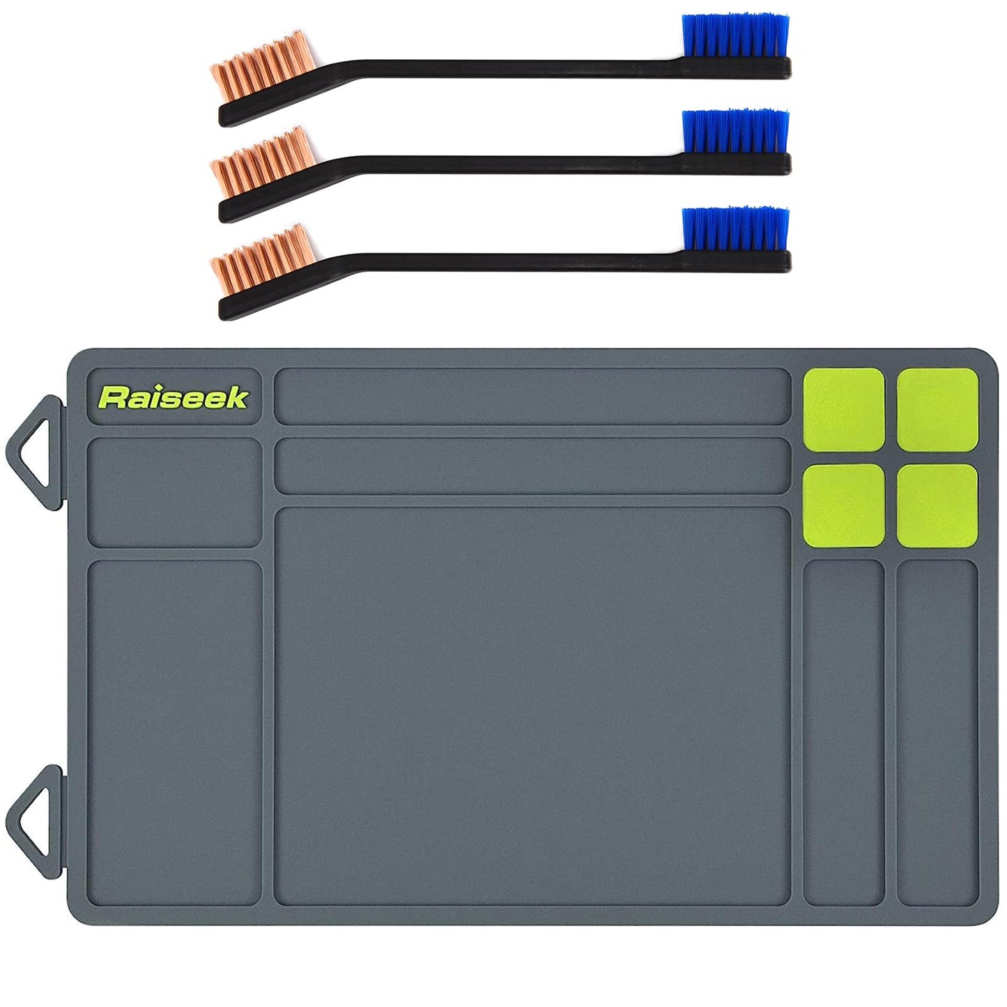 Raiseek Pistol Gun Cleaning Mat, Magnetic Gun Maintenance Mat,Anti-Slip Rubberized Pistol Gun Mat with Organizer Parts Tray,Protective Workbench Mat 15.9" x 9.8"