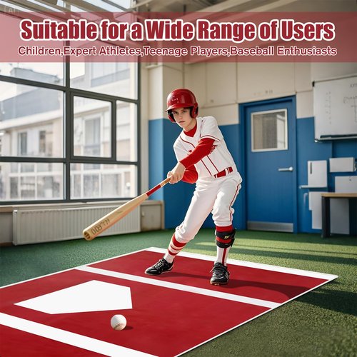 6 x 4 ft Baseball Softball Hitting Mat with Non-Slip Rubber Backing High-Visibility Printed Stripes Cushioned Surface Durable Indoor/Outdoor Batting Mat Portable Batting Stance Practice Mat