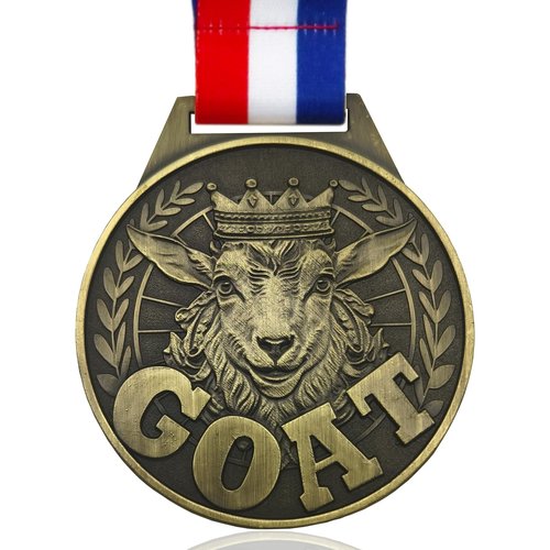 YUJUE Goat Medal - 3ft Greatest Champion Medal of All Time, Goat Pendant Medal with Neck Strap, Goat Award Chain for Football Basketball Sports Championship MVP Award and Tournament League Champion