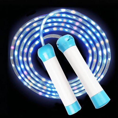 Led Jump Rope for Boys and Girls -Glowing Jump Ropes Flashing Colorful Exercise Skipping rope Light Up Luminous Adjustable Skipping Ropes for Girls Boys Women Fitness Weight Loss and Workout blue