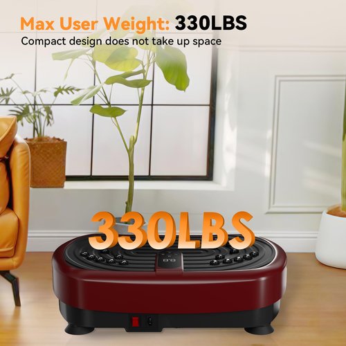 UCIN Vibration Plate Exercise Machine, Vibration Plate for Lymphatic Drainage, 330 Lbs Capacity Vibrating Plate for Weight Loss Home Fitness with Resistance Bands/Pilates Ball (Red)