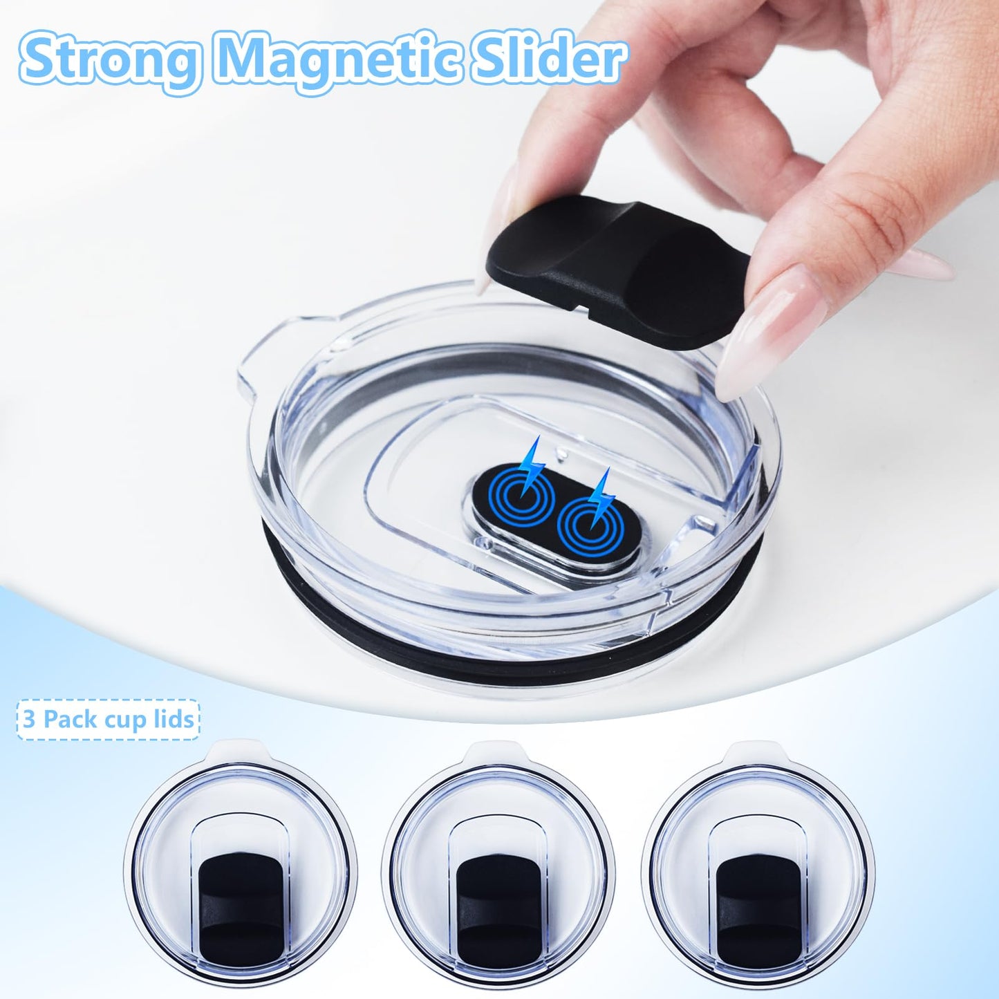 2 Pack 30 oz Tumbler Lid, Magnetic Slider Replacement Lids for YETI 30/32 oz, 14 oz Mug and 35/42 oz Straw Mug, Ozark Trail Old Style Tumbler, Travel Spill-Proof Cup Lids Covers, BPA Free