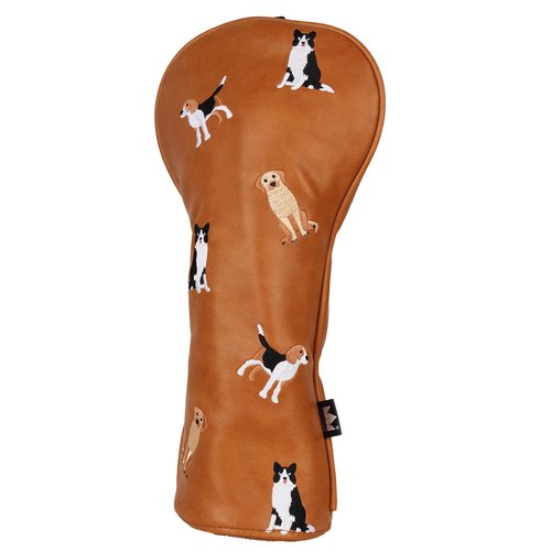 Craftsman Golf PU Leather Dog Embroidery 460cc Driver Headcover Cute Chocolate Lab Border Collie Beagle