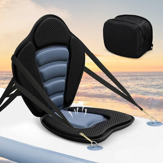 JEAYYDSI Kayak Seat with Back Support, Paddle Board Seat Replacement, Universal Adjustable Deluxe Cushion with Waterproof Storage Bag Foldable for Kayak,Padded Boat,SUP,Canoe,Fishing Boat