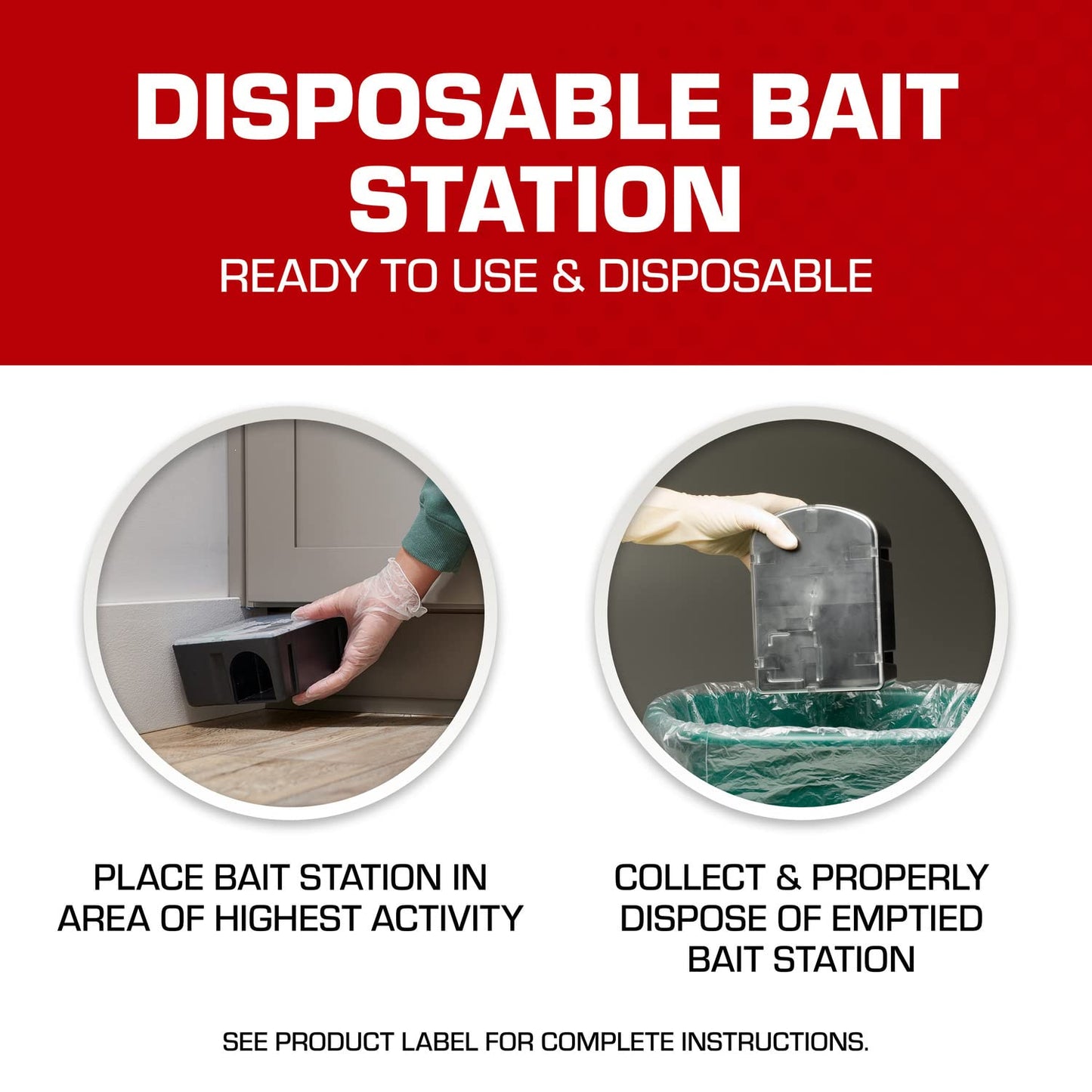 Tomcat Rat and Mouse Killer Disposable Stations for Indoor/Outdoor Use: Child and Dog Resistant, Pre-Filled, Easy Monitoring, 2-Pack