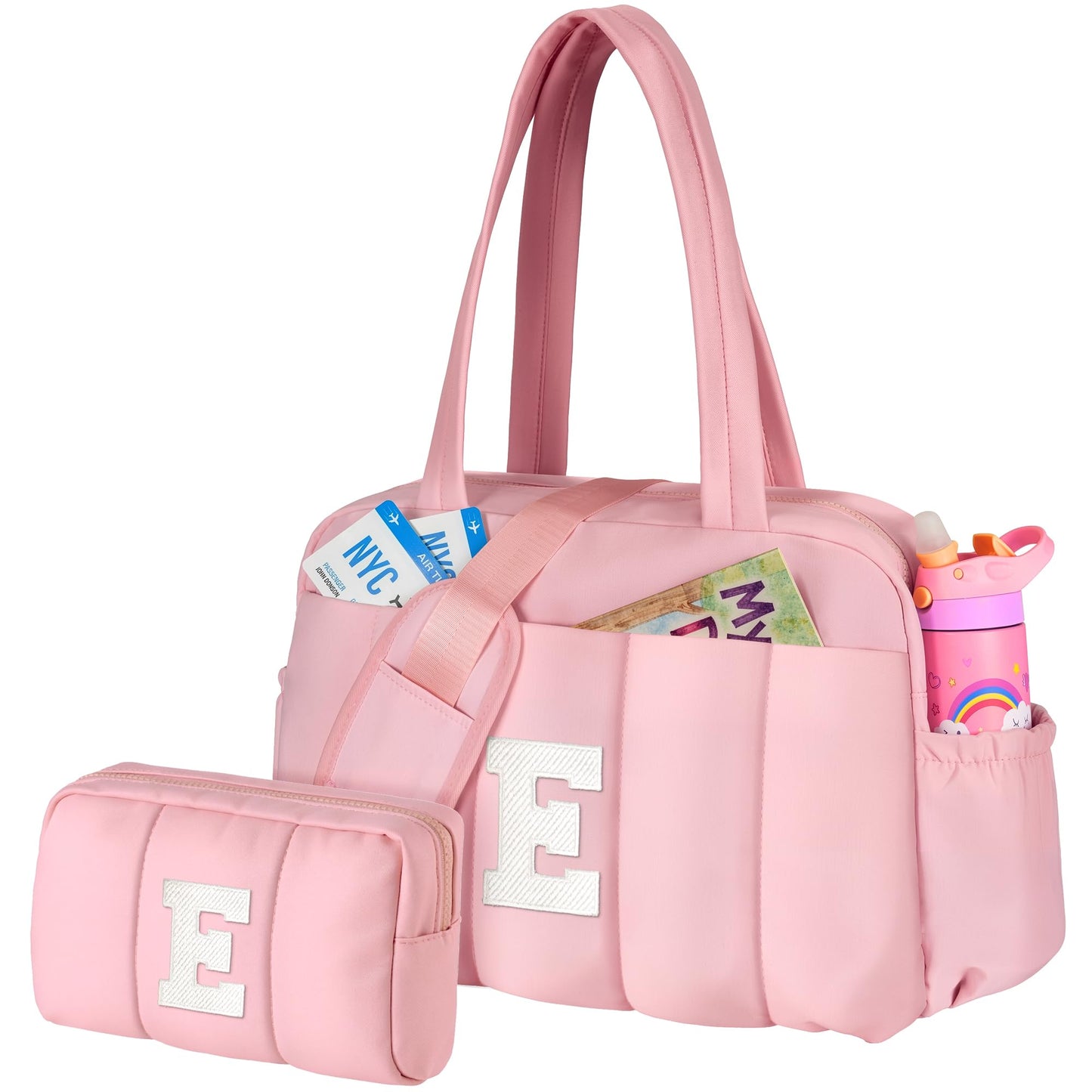 Vogewood Duffle Bag for Travel, Weekender Bags for Women-Gifts for Women Birthday, Initial Overnight Bag with Wet Pocket-Travel Bags with Makeup Pouch-Birthday Gifts for Kid/Girl/Teen-Dance Bags