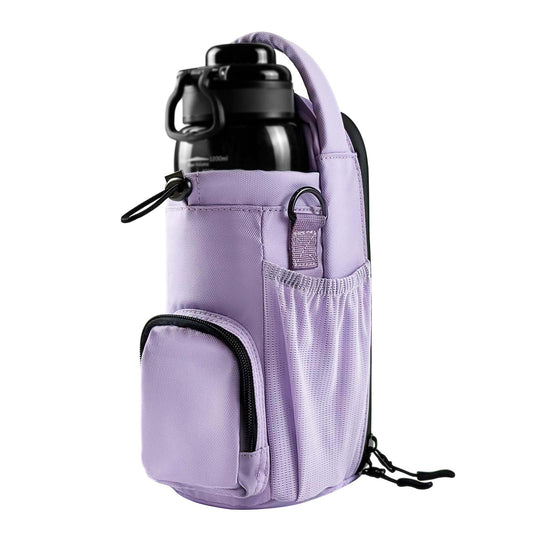 JACZZO Magnetic Gym Bag for Men and Women, Small Crossbody Gym Bag, Water Bottle with Phone Holder, Gym Gifts for Women (Purple)