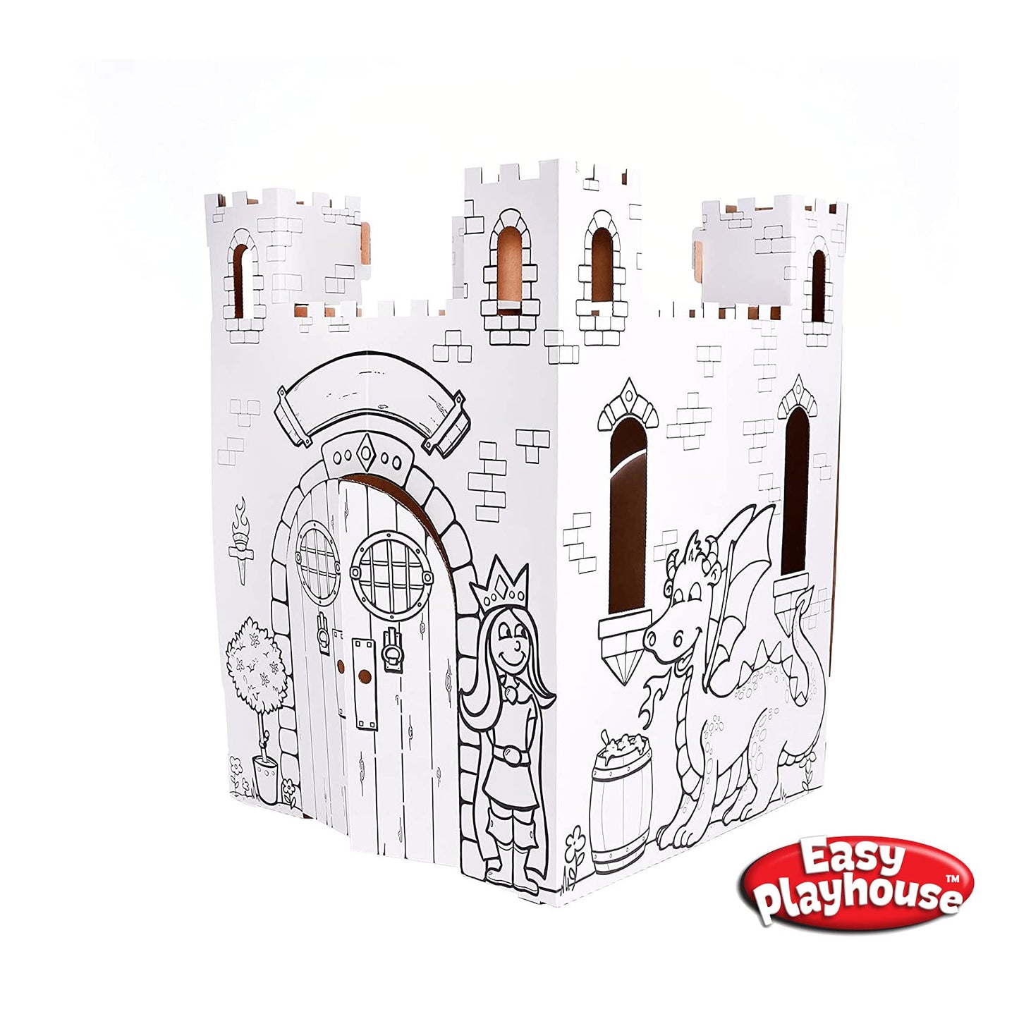 Easy Playhouse Cardboard Fairy Tale Castle - Kids Color & Draw Fort