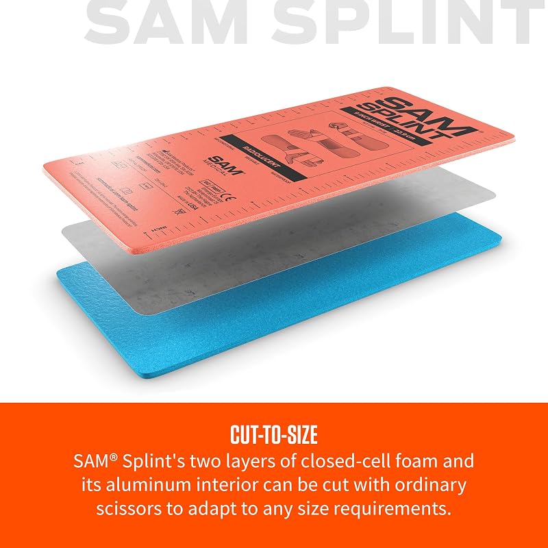 Small Flat Fold SAM Splint 9" x 4.25" - Moldable Aluminum Foam Immobilizer