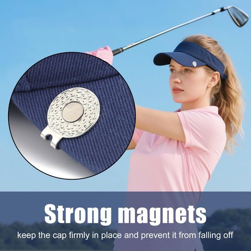 6pcs Magnetic Golf Ball Marker Hat Clips, Metal Strong Magnetic Clips Holder Golf Decoration Accessories for Hats, Pants, Bags, Gloves, Belts, Novelty Gift for Men Women (Silver)