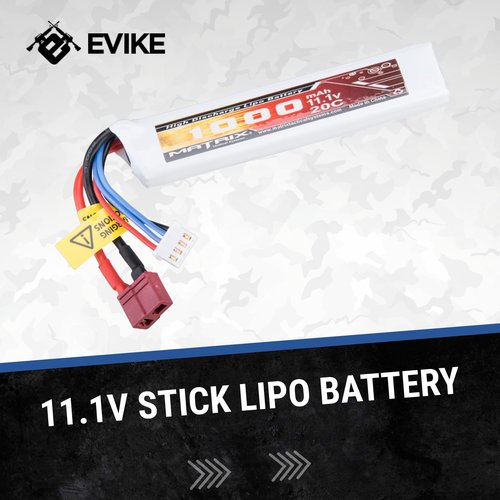 Evike Airsoft - Matrix High Performance 11.1V Stick Type Airsoft LiPo Battery (Model: 1000mAh - 20C / Deans)