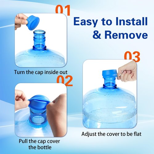 Gofriipai Upgraded 3 and 5 Gallon Water Jug Cap, Silicone Reusable Replacement Cap, No Spill 5 Gallon Water Jug Lid Fits 55mm Bottle, 5 gallon water bottle caps for Outdoor & Kitchen - Pack of 3