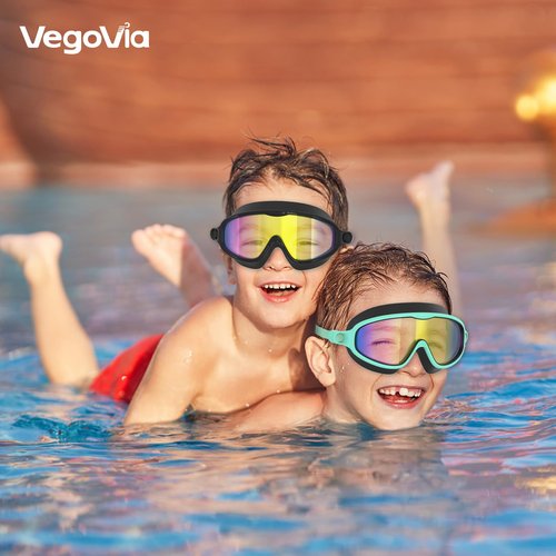 VegoVia 2 Pack Swim Goggles for Kids 6-14, Swimming Pool Goggles for Kids 8-14, Anti-Fog UV Protection for Toddler Youth Teens Boys Girls 6-14, 180°Wide View No Leaking for Pool Beach