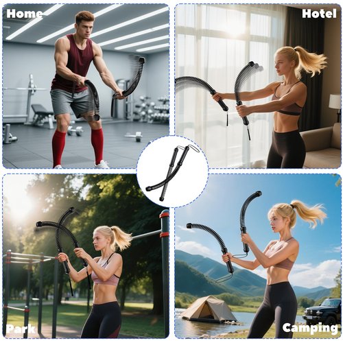 Ropeless Battle Rope, Battle Ropes for Home Gym, Strength, HIIT Workouts, Home Training, Quiet Fitness Equipment for Men & Women, 2PCS