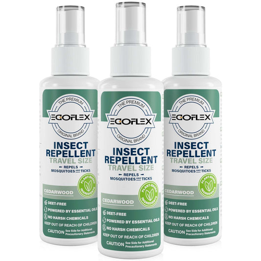 3-Pack Mosquito Repellent Spray - DEET-Free Bug Spray Travel Size TSA Approved - Mosquito, Tick & Insect Killer Deterrent with Natural Essential Oils - Cedarwood Scent - Safe for Family - 3 Fl Oz