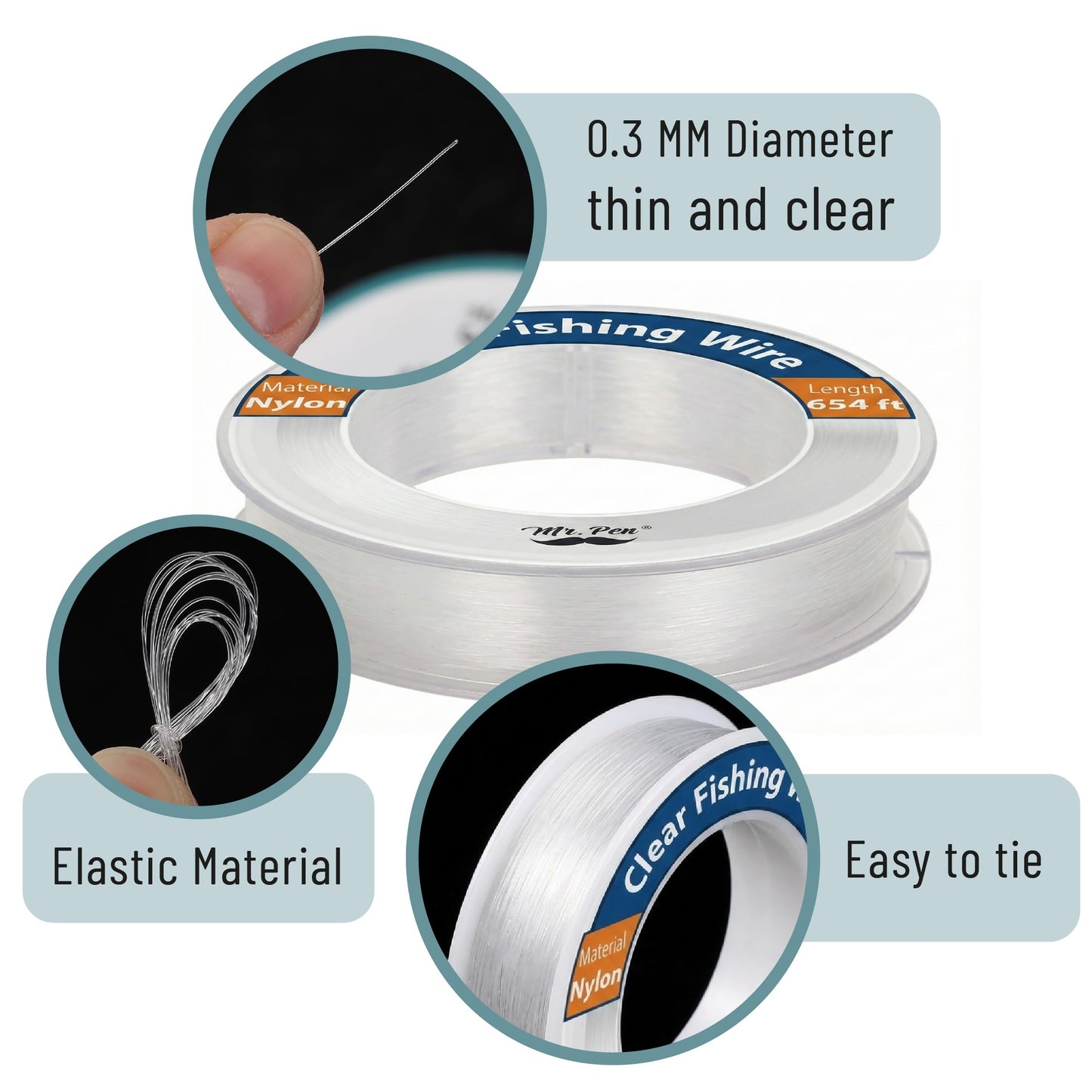 Mr. Pen- Fishing Line Clear String for Hanging, 218 Yard, 2 Pack