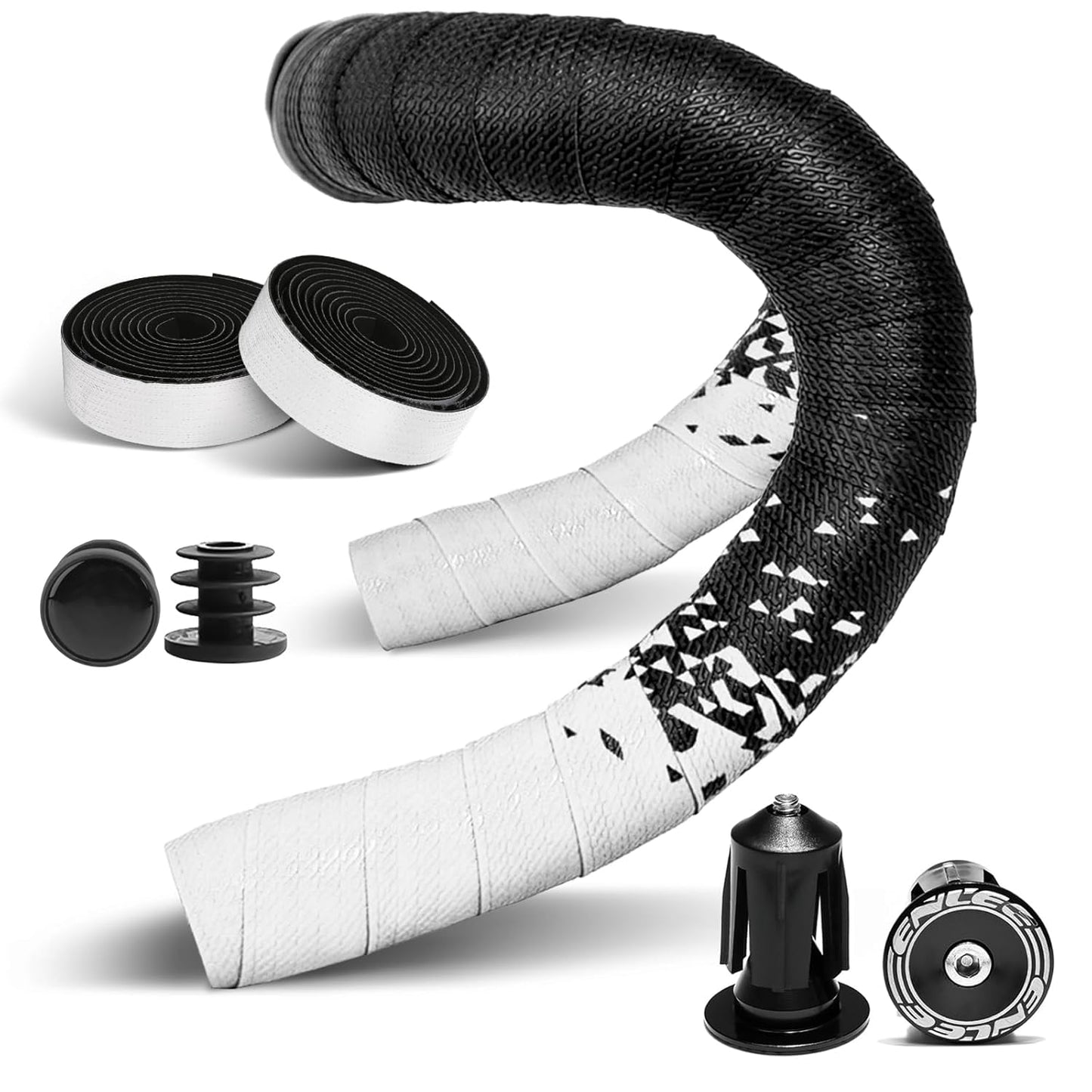 2pcs Bicycle Bar Tape, Bike Handlebar Tape, Road Bicycle Handlebar Tape, Cycling Grip Tape, with 4pcs Handlebar End Plugs, Soft Comfortable, Wear Resistant, Black