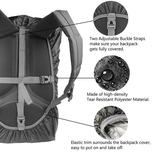 Frelaxy Waterproof Backpack Rain Cover, 10000mm Waterproof Level, Upgraded Ultra-Strong Multilayer Structure, Antislip Cross Buckle Strap, Ultralight Compact Portable, for Hiking, Camping, Traveling