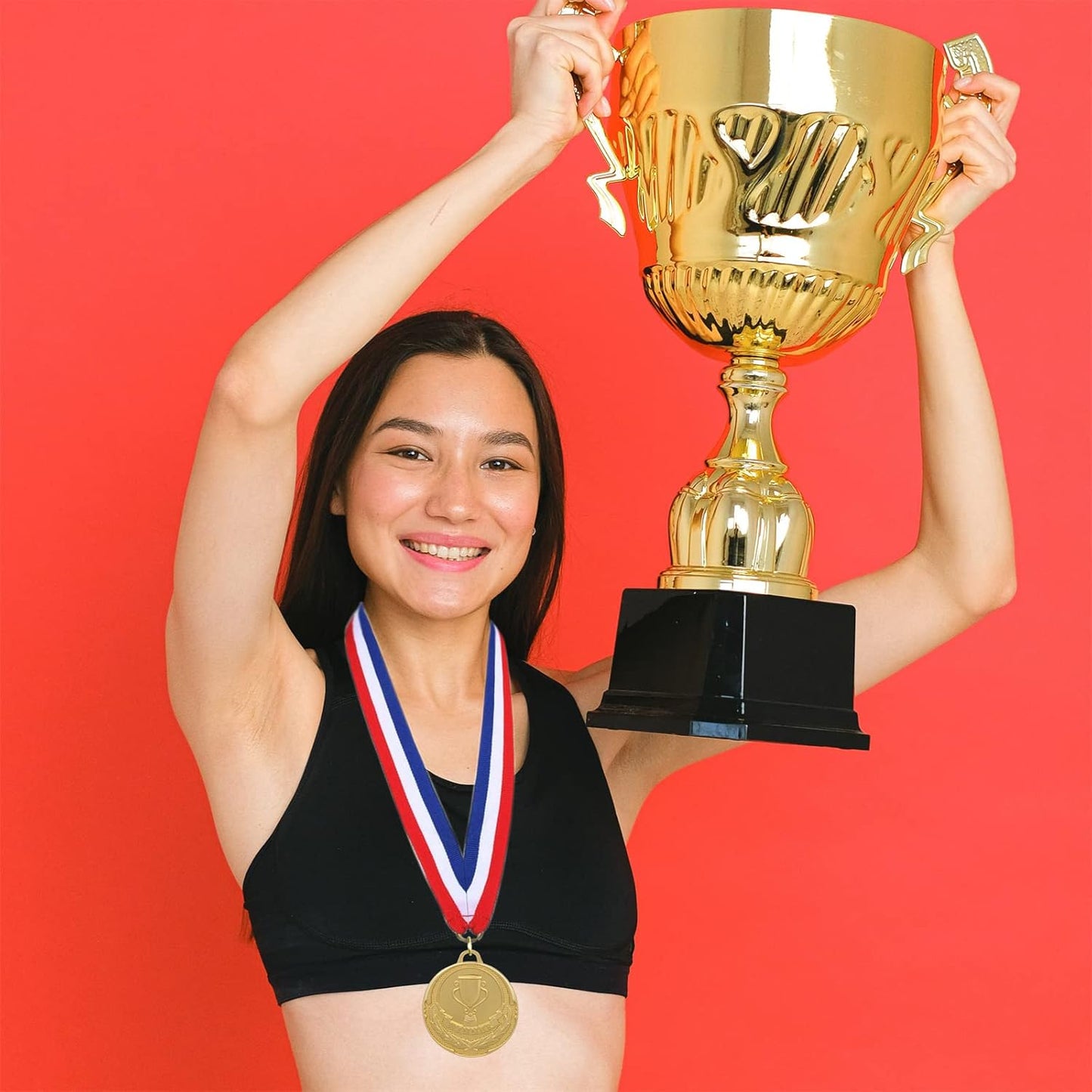 12 Pieces Gold Medals for Awards - Winner Medal Metal with Neck Ribbon Prizes for Kids, Adults, Sports Day, Spelling Bees, Competitions, Party, 2 Inches